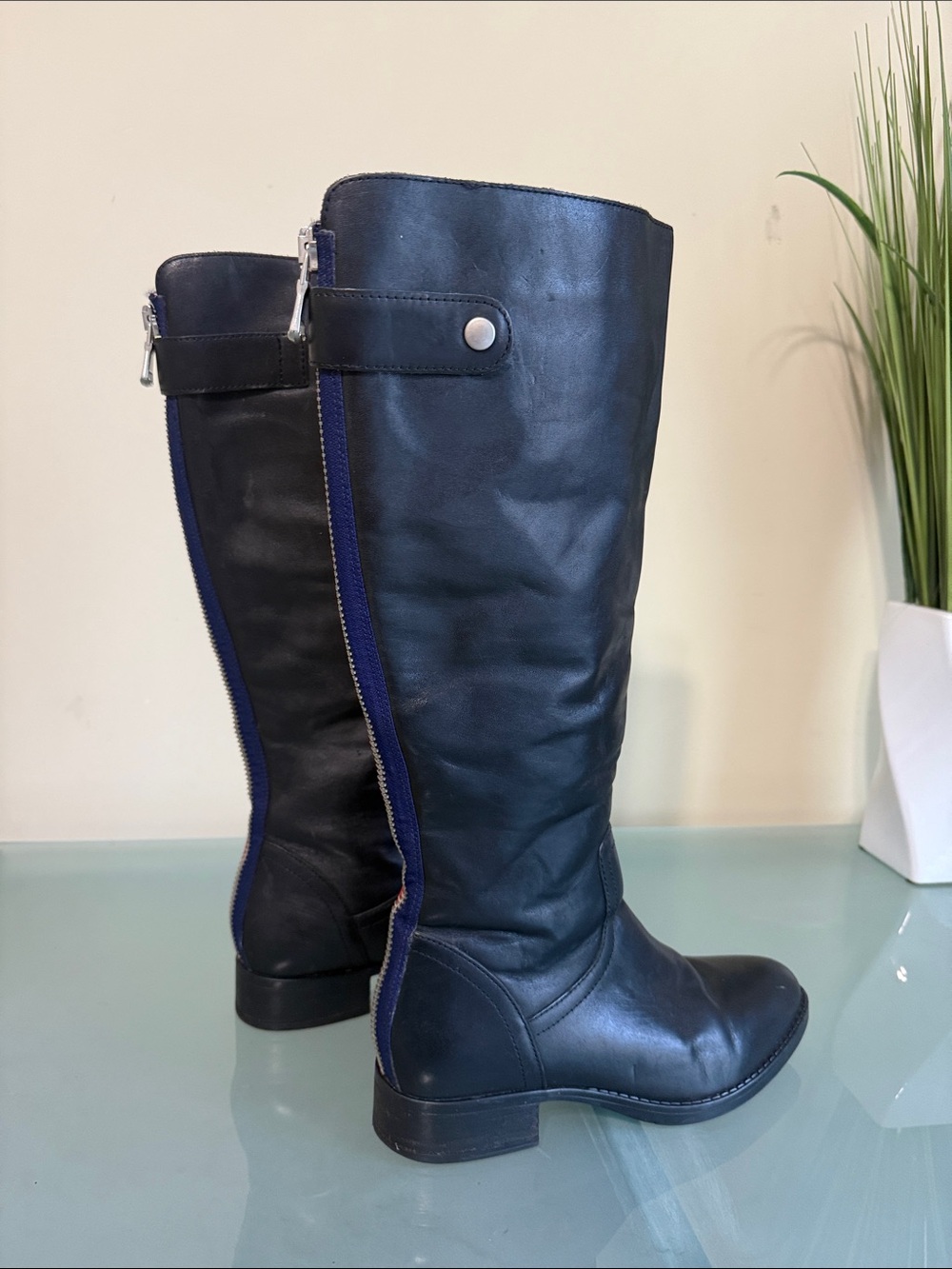 Steve Madden Black Leather Riding Boots Black Leather Knee High Boots Size 8. - Picture 4 of 9